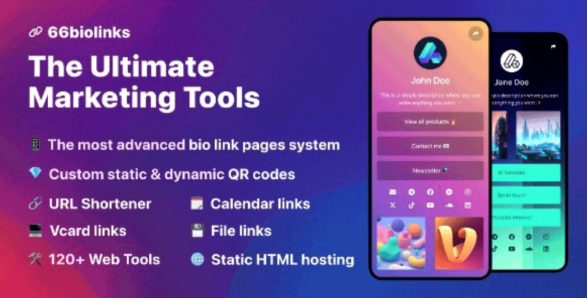 66biolinks – Bio Links, URL Shortener, QR Codes & Web Tools (SAAS)