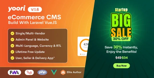 YOORI eCommerce | Single & Multi-Vendor PWA Marketplace CMS