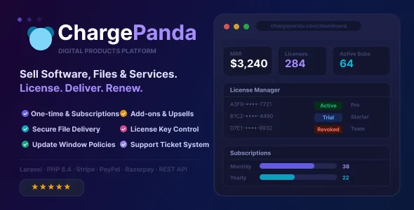 ChargePanda - PHP Script to Sell Digital Products, Downloads, Subscriptions & Licenses